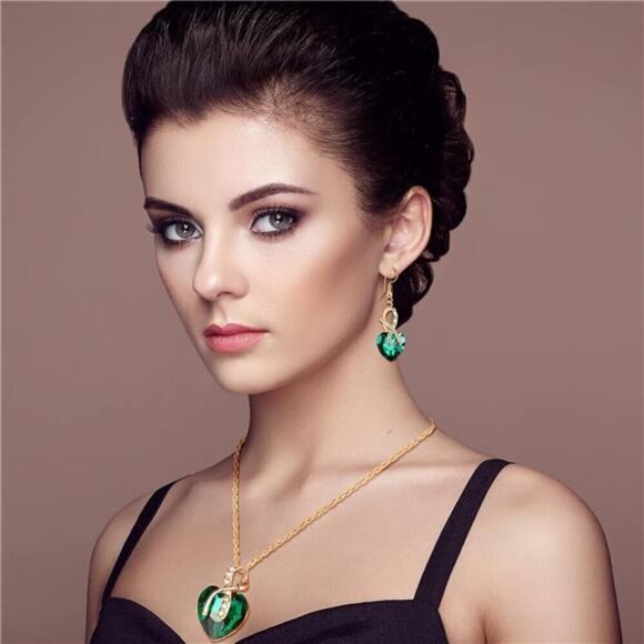 4 Sets of Peacock Jewelry for Women Crystal Necklace and Earrings Fashion Gift - Picture 3 of 7